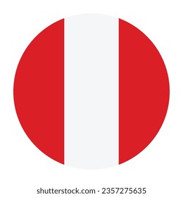 The flag of Peru. Button flag icon. Standard color. Circle icon flag. Computer illustration. Digital illustration. Vector illustration.