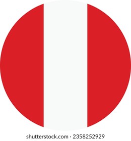 Die Flagge Perus. Button-Flag-Symbol. Standardfarbe. Circle Icon Flag. Computergrafik. Digitale Illustration. Vektorgrafik.