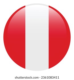 The flag of Peru. Button flag icon. Standard color. Circle icon flag. 3d illustration. Computer illustration. Digital illustration. Vector illustration.