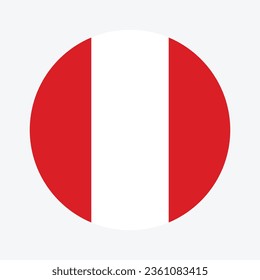 The flag of Peru. Button flag icon. Standard color. Circle icon flag. Computer illustration. Digital illustration. Vector illustration.