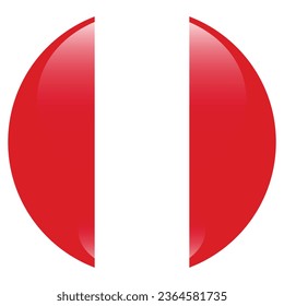 The flag of Peru. Button flag icon. Standard color. Circle icon flag. 3d illustration. Computer illustration. Digital illustration. Vector illustration.