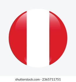 The flag of Peru. Button flag icon. Standard color. Circle icon flag. 3d illustration. Computer illustration. Digital illustration. Vector illustration.