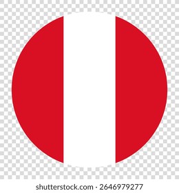 Flag of Peru. Peru circle flag logo icon computer vector illustration design. Transparent checkerboard background.