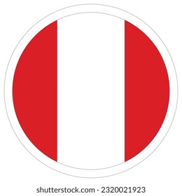 Flag of Peru circle shape. Peru flag in round design shape