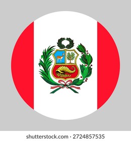Flagge von Peru in Kreisform mit genauen Proportionen und offiziellen Farben