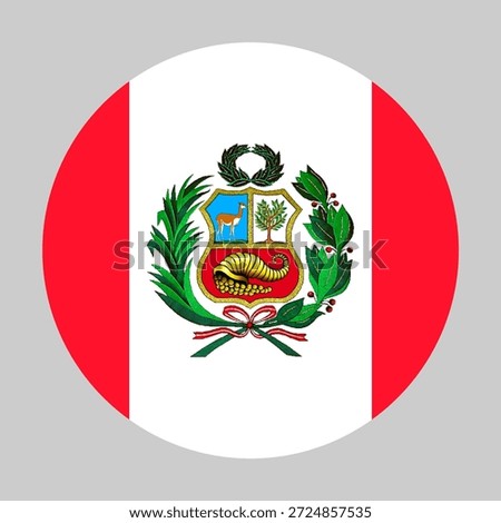 Flag of Peru in circular shape with accurate proportions and official colors