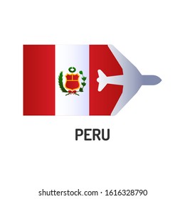 Flag of Peru color flat icon. Airline network. International flights. Popular tourist destination. Pictogram for web page, mobile app, promo. UI UX GUI design element. Editable stroke.