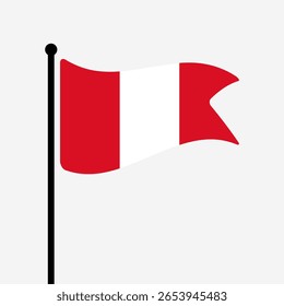 Bandeira do Peru. Design de ícone de ilustração de vetor digital de bandeira do Peru. Bandeira de mastro flutuante.