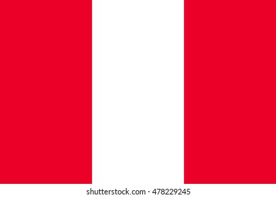 Flag of Peru in correct size, proportions and colors. Accurate dimensions. Peruvian national flag.