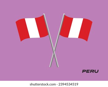 Flag of Peru, Peru cross flag design. Peru cross flag isolated on background. Vector Illustration of crossed Peru flags.