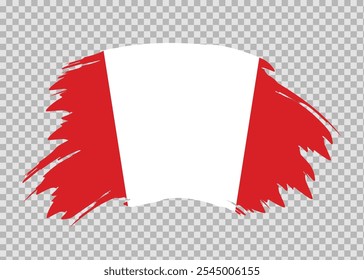 Flag of Peru with distressed paint stroke brush effect on isolated background