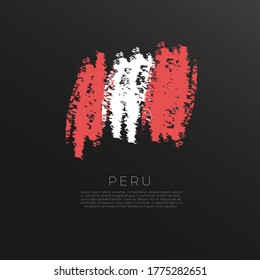 Flag of Peru in Grunge Brush Stroke : Vector Illustration