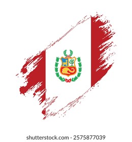 Flag of Peru Grunge Brush Stroke Style Vector