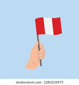 Flag of Peru, Hand Holding flag