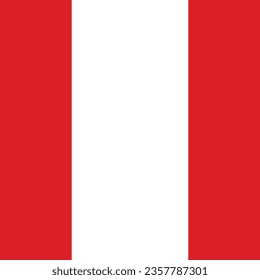 The flag of Peru. Flag icon. Standard color. A square flag. Computer illustration. Digital illustration. Vector illustration.