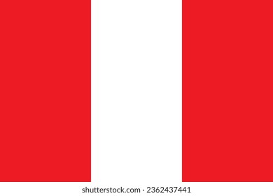 The flag of Peru. Flag icon. Standard color. Standard size. A rectangular flag. Computer illustration. Digital illustration. Vector illustration.