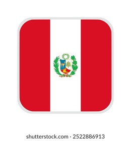 The flag of peru. Flag icon. Standard color. flat vector square with rounded corners. Computer illustration. Digital illustration. Vector illustration