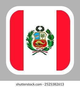 The flag of peru. Flag icon. Standard color. flat vector square with rounded corners. Computer illustration. Digital illustration. Vector illustration