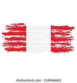 Flag of Peru the illustration vector on a white background, brush stroke Design Elements