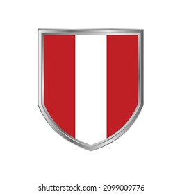 Bandera del Perú con marco de escudo metálico