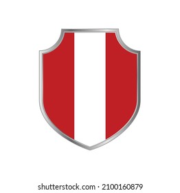 Flag of Peru with metal shield frame