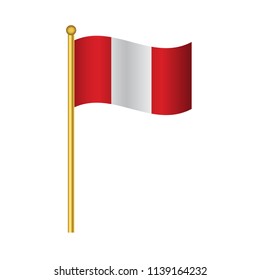 Flag of Peru official colors and proportion correctly waving isolated Vector illustration eps10.