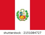 Flag of Peru. The official national flag of the Republic of Peru, a state of South America. Flat icon. Texture map. Vector illustration