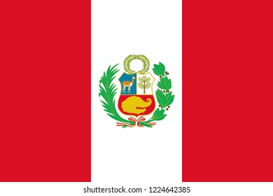 Flag of Peru in official rate and colors, vector.
