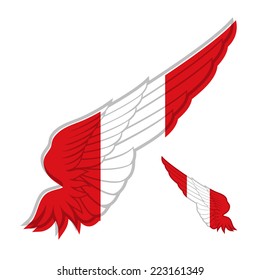 flag of Peru on abstract Wing and white background. Vector illustration