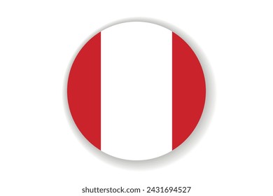 Flag of Peru. Peruvian national symbol in official colors. Template icon. Abstract vector background. Round glass light ball, 3D big bubble, sphere.