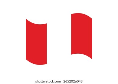 Flag of Peru. Peruvian striped red and white flag. State symbol of the Republic of Peru. Isolated vector illustration.