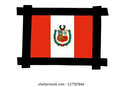 The flag of Peru in a photo frame