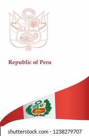 Flag of Peru, Republic of Peru. Template for award design, an official document with the flag of Peru. Bright, colorful vector illustration