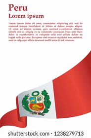 Flag of Peru, Republic of Peru. Template for award design, an official document with the flag of Peru. Bright, colorful vector illustration
