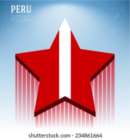 Flag of Peru in a rising star illustration on sky blue background, vector design. 