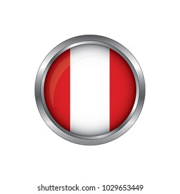 Flag of Peru as round glossy icon. Button with Peru flag.isolated, banner vector illustration. Vector illustration eps10.