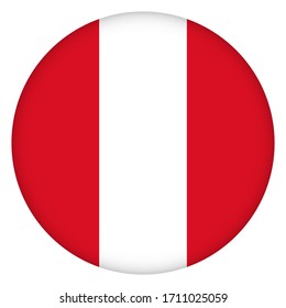 Icono, insignia o botón de la bandera de Perú. Símbolo nacional peruano. Diseño de plantilla, ilustración vectorial. 