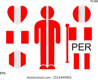 Flag of Peru set. Isolated Flag of Peru on white background