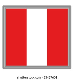 Flag of Peru with silver frame