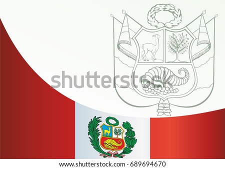 Flag of Peru, template for the award, an official document with the flag and the symbol of Peru