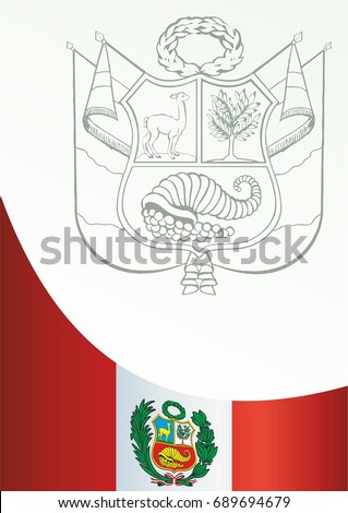 Flag of Peru, template for the award, an official document with the flag and the symbol of Peru