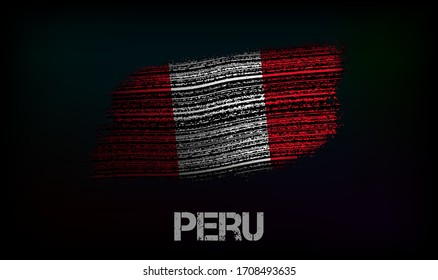 Flag of the Peru. Vector illustration in grunge style with cracks and abrasions. Good image for print