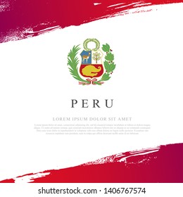 Flag of Peru. Vector illustration on white background. Brush strokes drawn by hand. Independence Day.