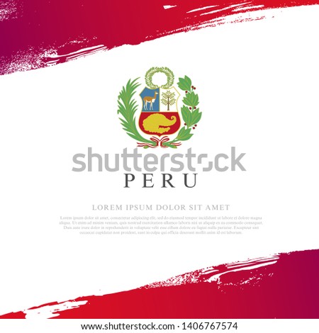 Flag of Peru. Vector illustration on white background. Brush strokes drawn by hand. Independence Day.