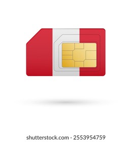 Flag of Peru. Vector illustration of SIM Card with flag on white background