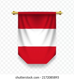 Flag of Peru . Vector illustration of a vertical hanging flag on a transparent background (PNG).