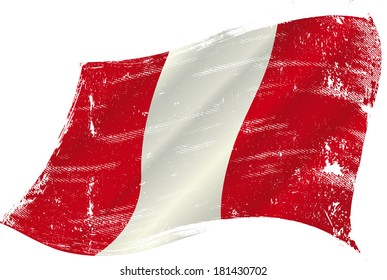 flag of  Peru in the wind with a texture