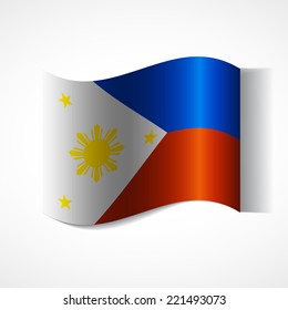 The flag of the Philippines Banner of the country in waveform fluttering in the wind. Independence Day News Flat Volumetric Image Language National Logos Stock Vector Illustration Icon Picture. 