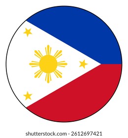 Flag of Philippines. Black edge. Philippines circle flag logo icon computer vector illustration design.