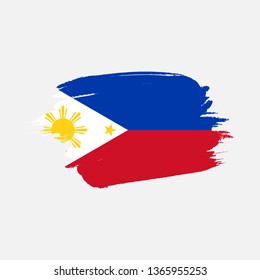 Flag of Philippines with brush stroke effect, Philippines flag template design. Vector Eps 10